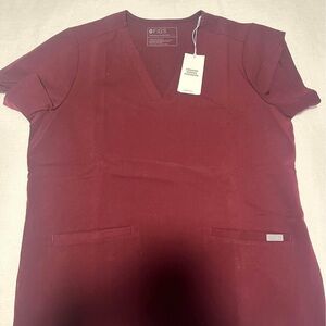 Figs Maroon Relaxed Short Sleeve Tee